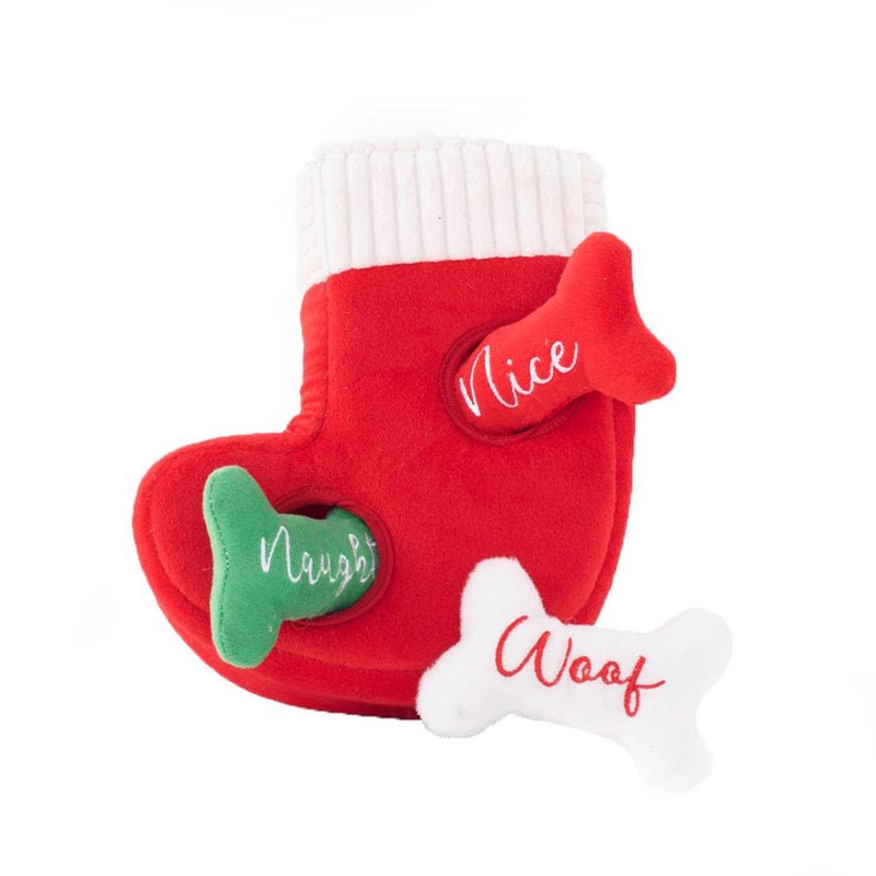 Holiday Zippy Burrow - Naughty or Nice Stocking Dog Toy