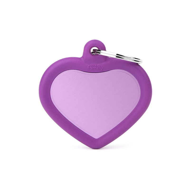 ID Tag - Hushtag Collection - Aluminium Heart With Rubber | Personalized Cat Dog Tag