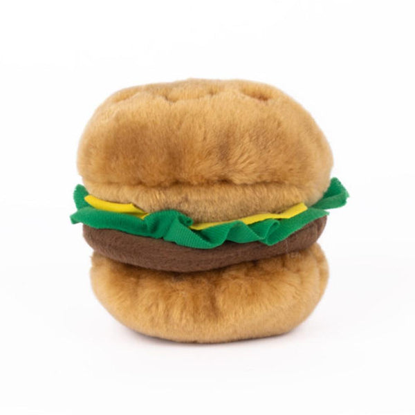ZippyPaws NomNomz - Hamburger Squeaky Plush Dog Toy
