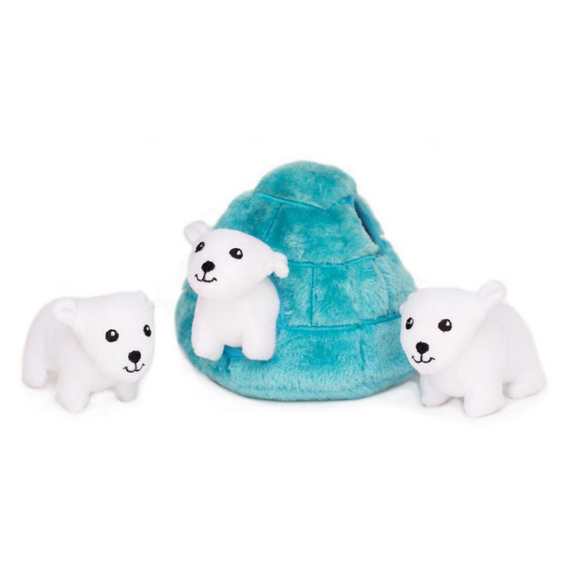 Zippy Burrow - Polar Bear Igloo Interactive Puzzle Dog Toy