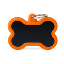 ID Tag - Hushtag Collection - Aluminium XL Black Bone With Rubber | Personalized Cat Dog Tag
