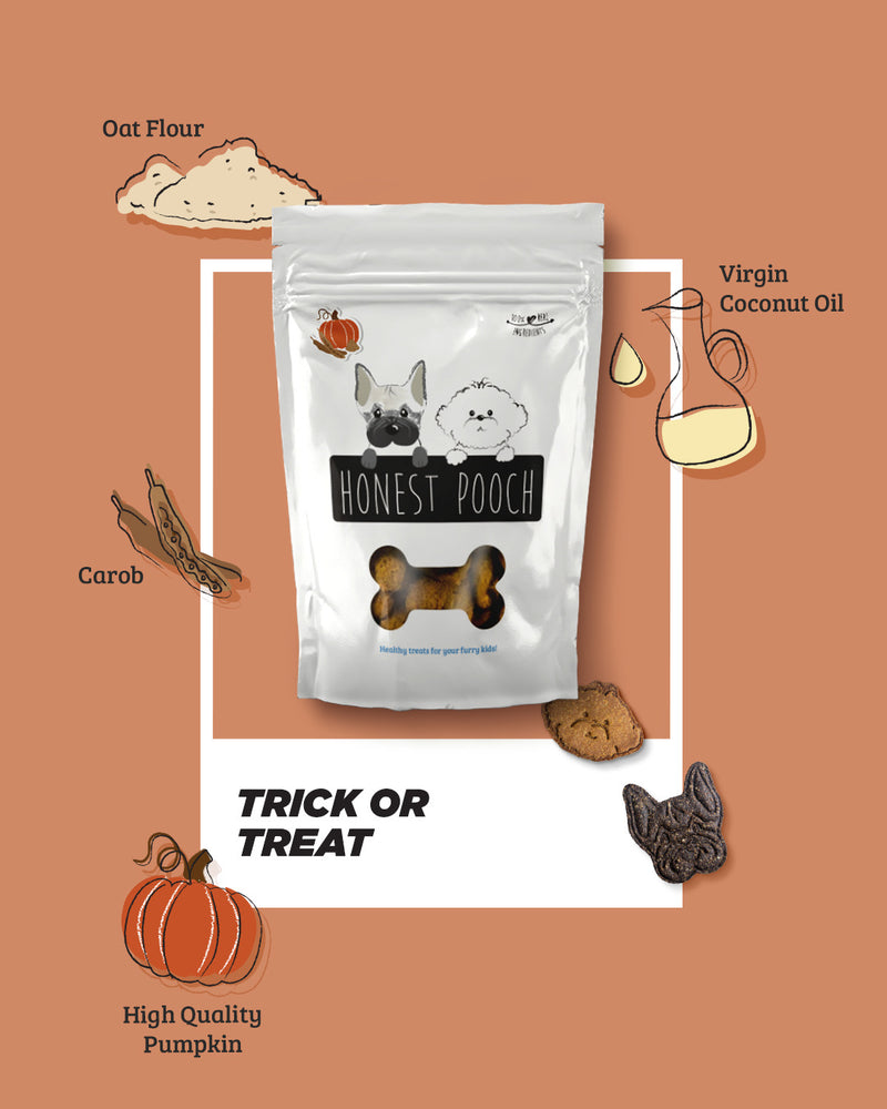 Trick or Treat Carob Pumpkin Biscuit Cookies Dog Treats