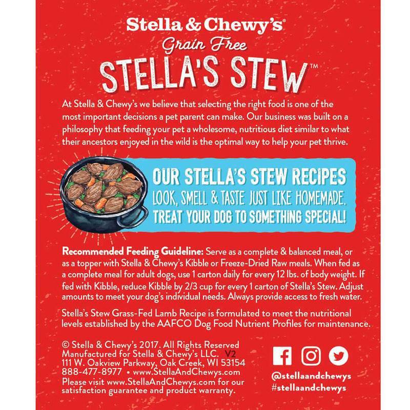 Stella's Stew Cage Free Lamb Wet Dog Food