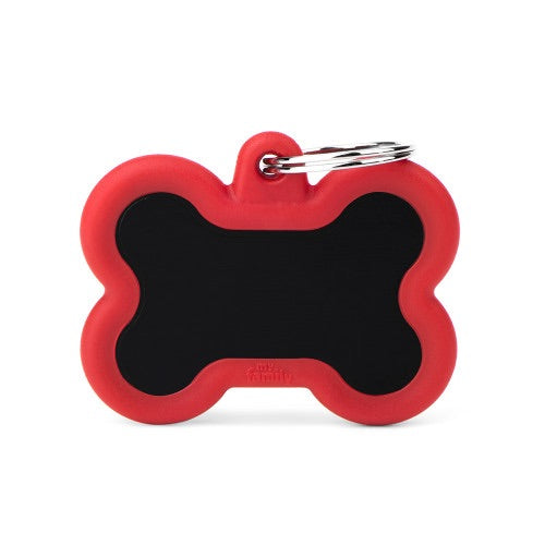 ID Tag - Hushtag Collection - Aluminium Black Bone With Rubber | Personalized Cat Dog Tag