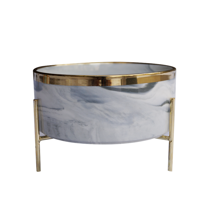 Marble Pet Bowl With Gold Stand