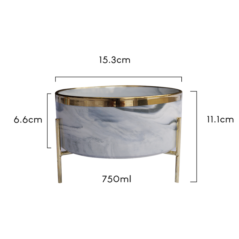 Marble Pet Bowl With Gold Stand