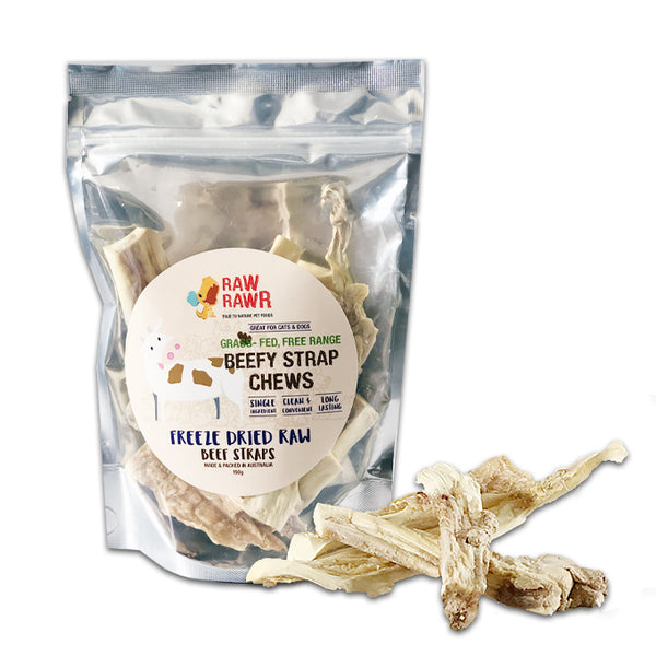 Beefy Strap Chews Freeze Dried Raw Treats for Cats and Dogs