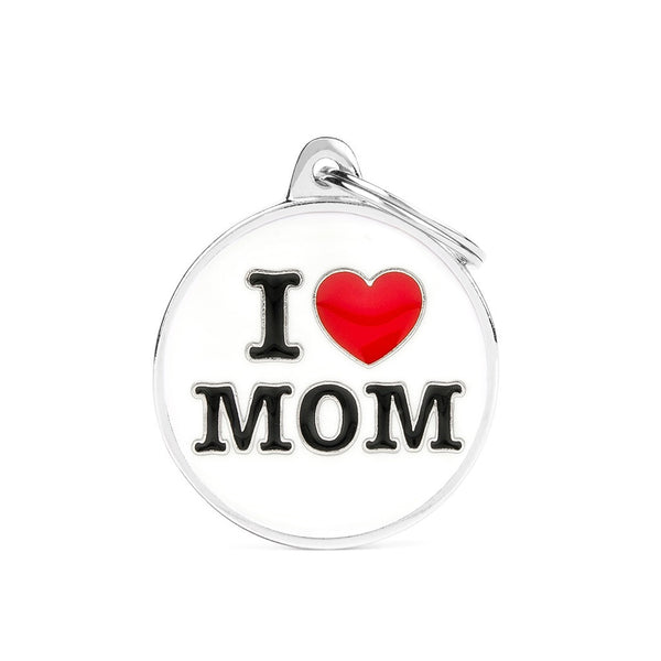 ID Tag - ID Tag Circle "I Love Mom" | Personalized Cat Dog Tag