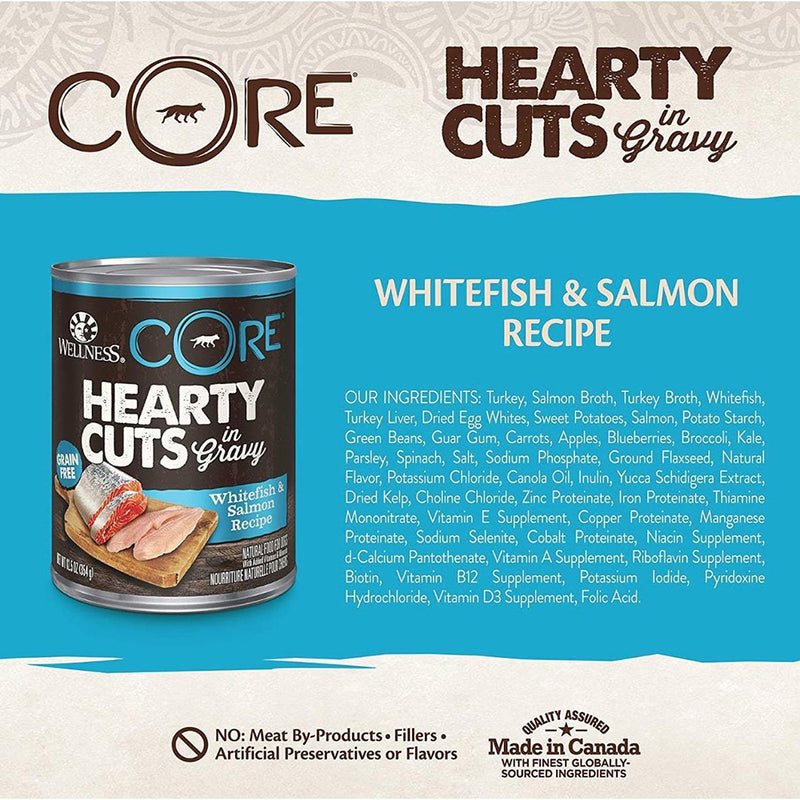 CORE Hearty Cuts in Gravy Whitefish & Salmon Recipe Grain-Free  Dog Food