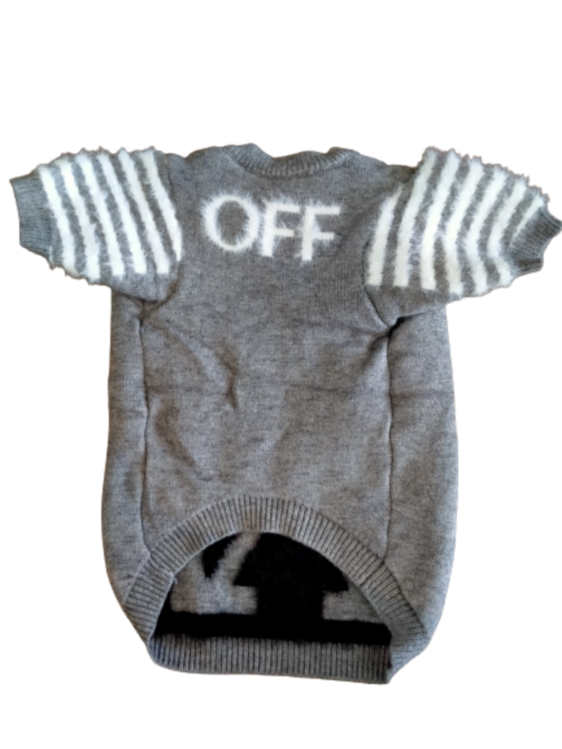 Off Whoof Grey Pet Dog Sweater