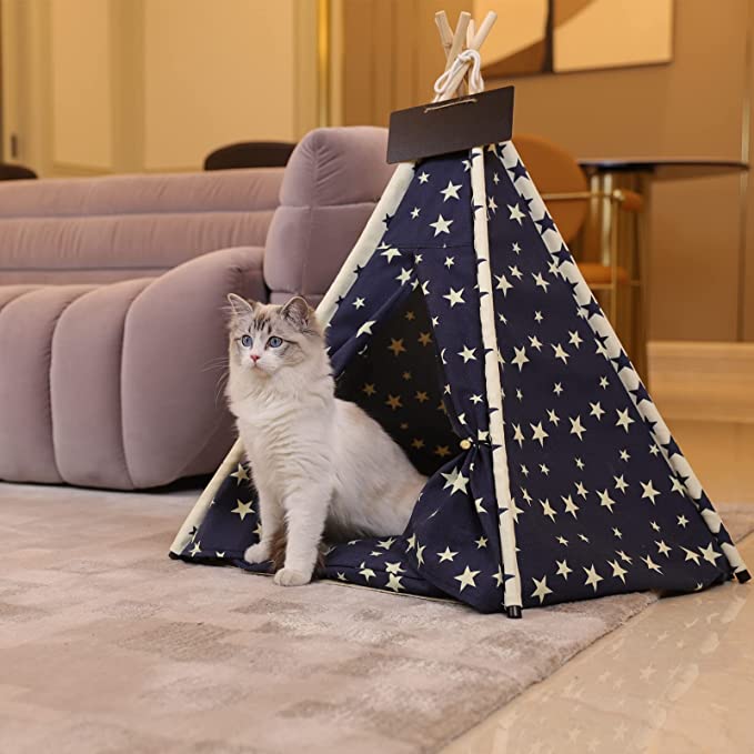 Indoor Pet Tent Star with Bed for Dogs and Cats