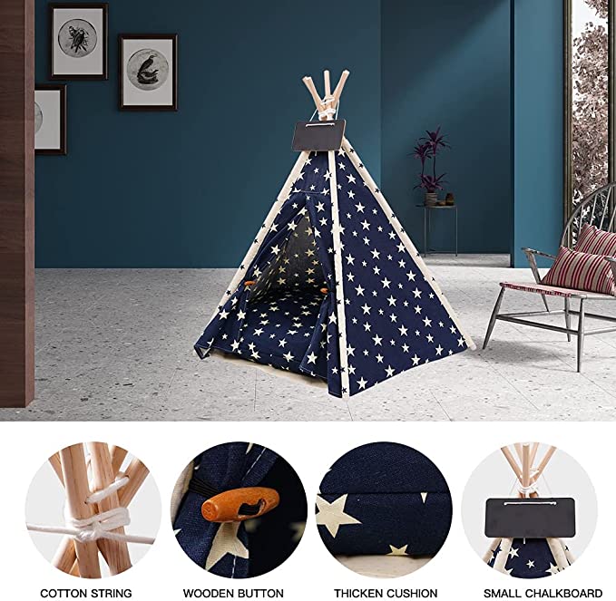 Indoor Pet Tent Star with Bed for Dogs and Cats