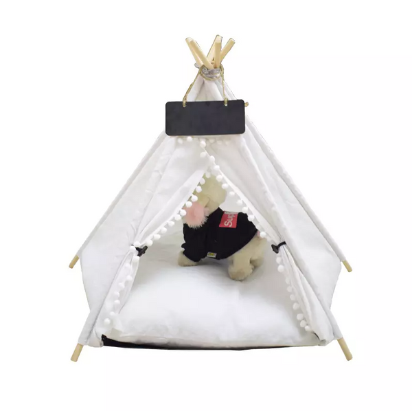 Indoor Pet Tent White with Bed for Dogs and Cats