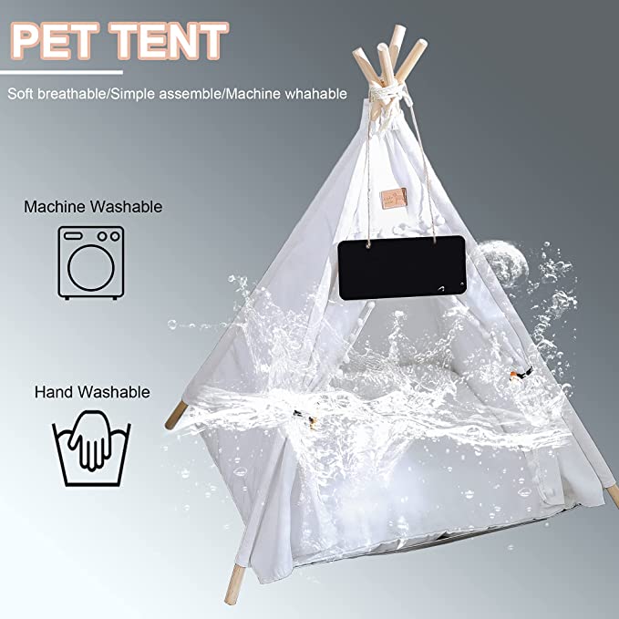 Indoor Pet Tent White with Bed for Dogs and Cats