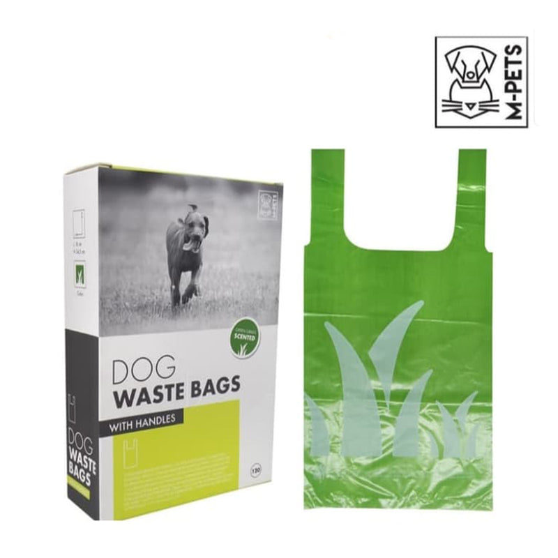 Dog waste bags with clearance handles