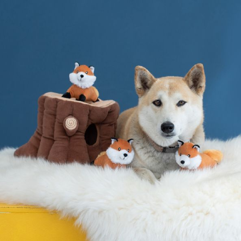 Zippy Burrow - Fox Stump Dog Toy