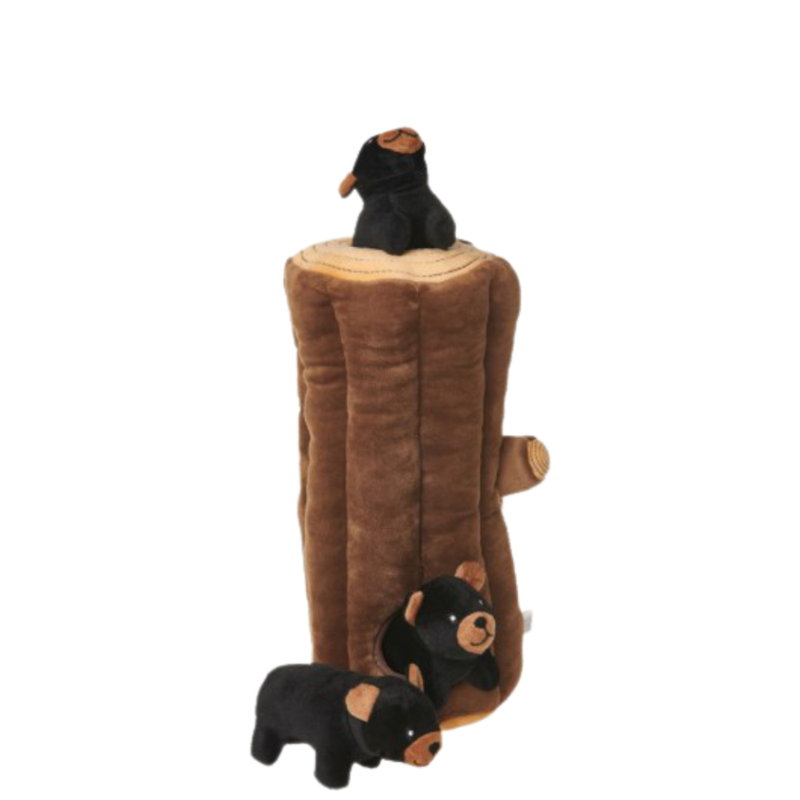 Zippy Burrow - Black Bear Log Dog Toy