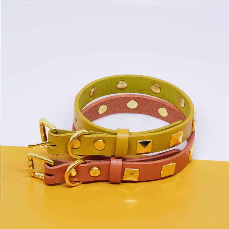 Dog Cat Leather Stud Collar