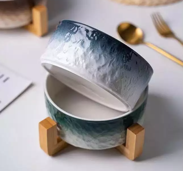 Pet Ceramic Bowl Nordic Luxury with Wooden Stand