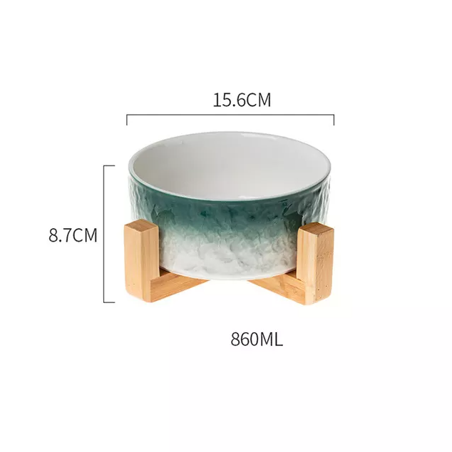 Pet Ceramic Bowl Nordic Luxury with Wooden Stand