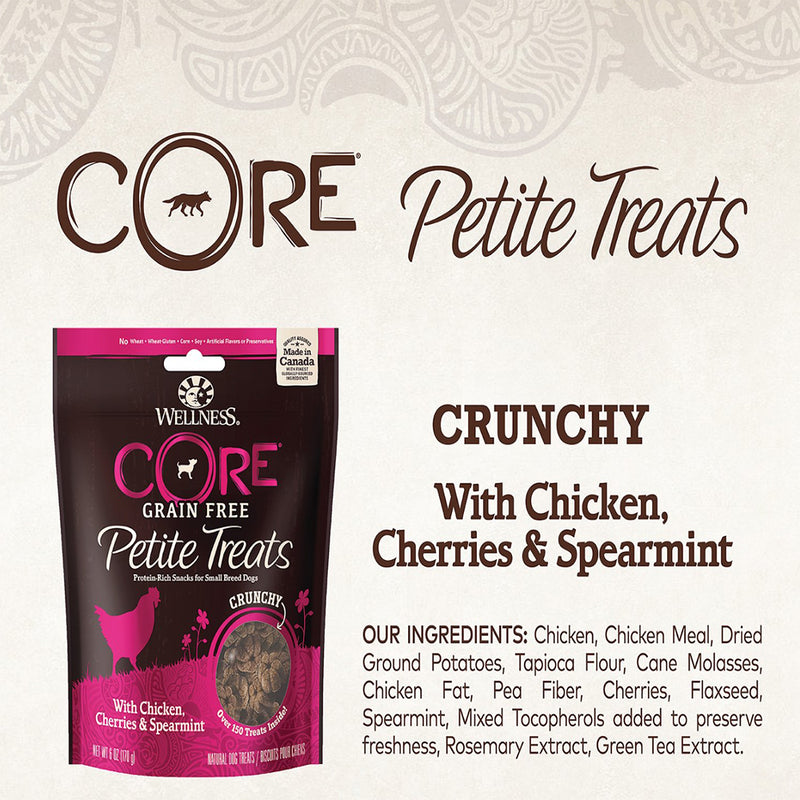 CORE Petite Treats Chicken, Cherries & Spearmint Recipe Crunchy Mini Bites Grain-Free Dog Treats