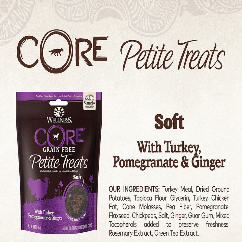 CORE Petite Treats Turkey, Pomegranate Ginger Soft Mini Bites Grain-