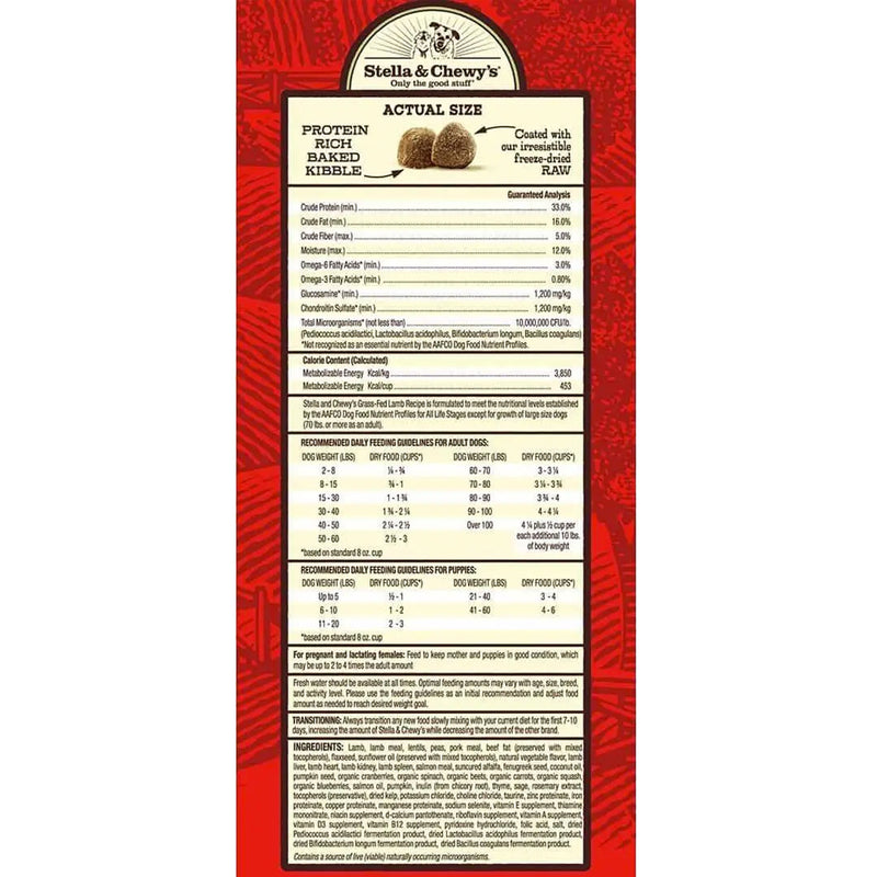Raw Coated Kibble Grass-Fed Lamb Recipe Dry Dog Food