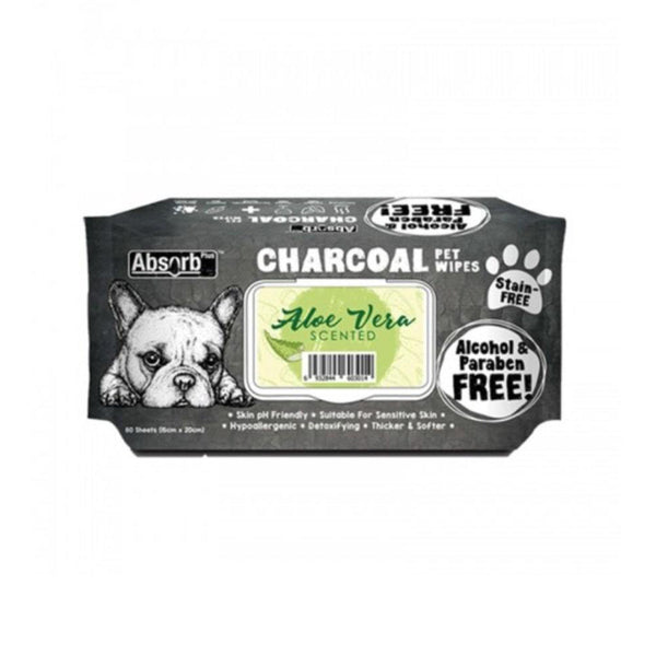 Charcoal Pet Wipes Aloe Vera Scented 80 sheets
