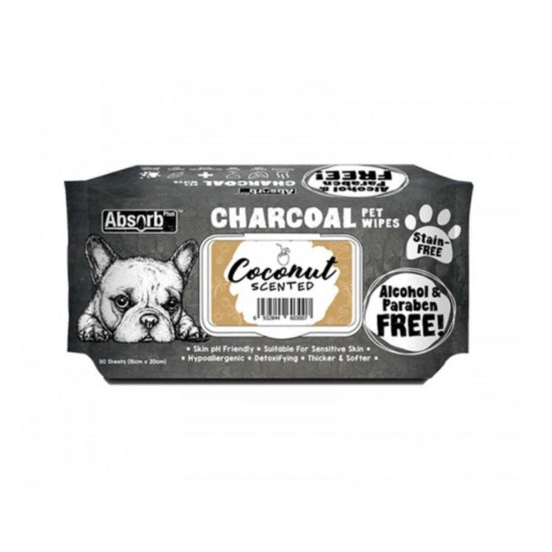 Charcoal  Pet Wipes Coconut Scented 80 sheets