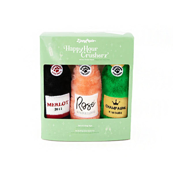 Happy Hour Crusherz - Wine Three Pack Dog Toy