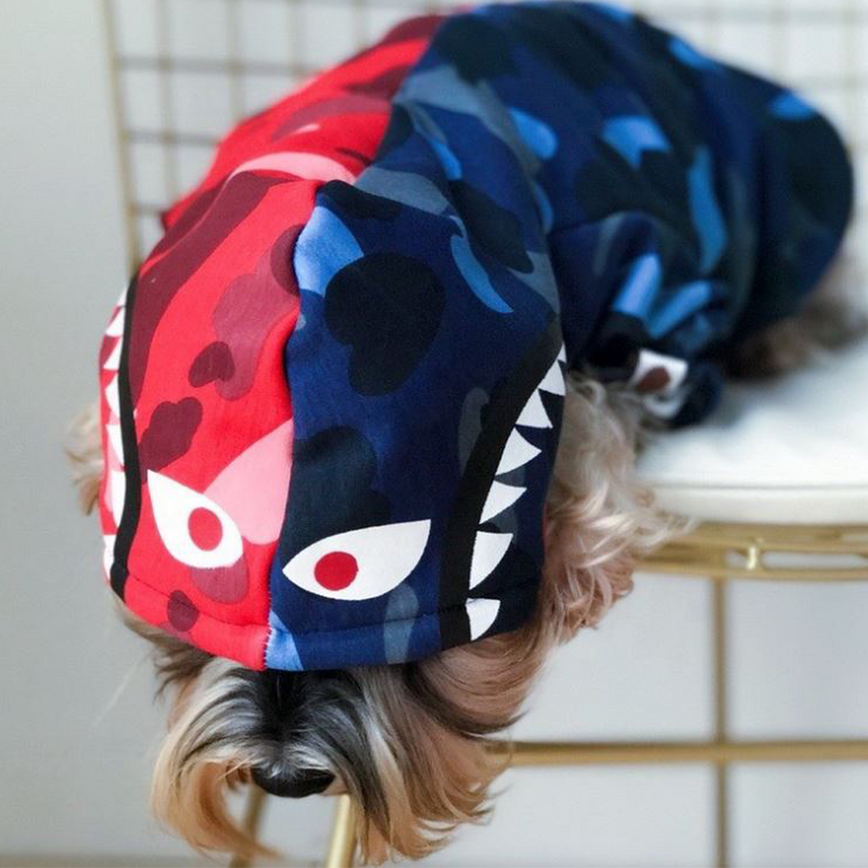 Barkape Blue Red Camo Shark Hoodie