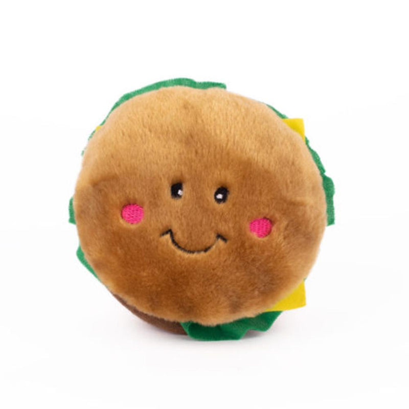 ZippyPaws NomNomz - Hamburger Squeaky Plush Dog Toy