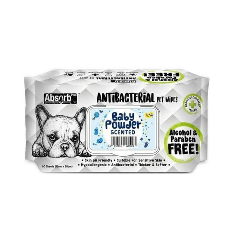 Antibacterial Pet Wipes Baby Powder Scented 80 sheets