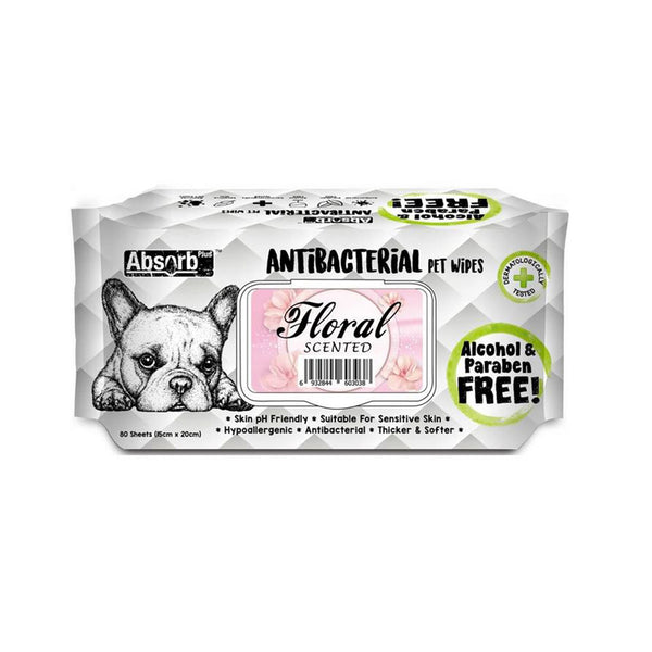 Antibacterial Pet Wipes Floral Scented 80 sheets