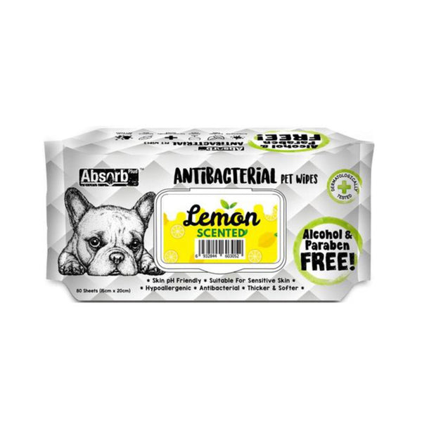 Antibacterial Pet Wipes Lemon Scented 80 sheets