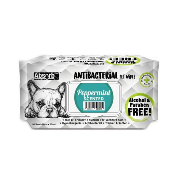 Antibacterial Pet Wipes Peppermint Scented 80 sheets