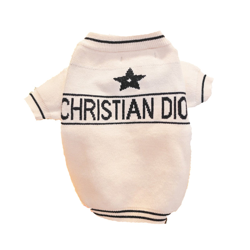 Chasetian Dogior White Knit Dog Sweater