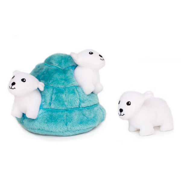 Zippy Burrow - Polar Bear Igloo Interactive Puzzle Dog Toy