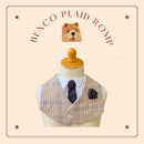 Flannel Romp With Black Tie  Bib for Pets