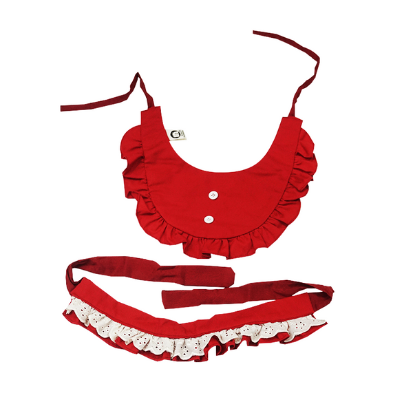 Red Bib Set With Headband For Pets