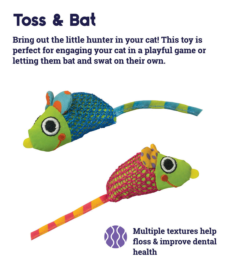 Catnip Chew Mice Dental Health Cat Toy - 2 pack