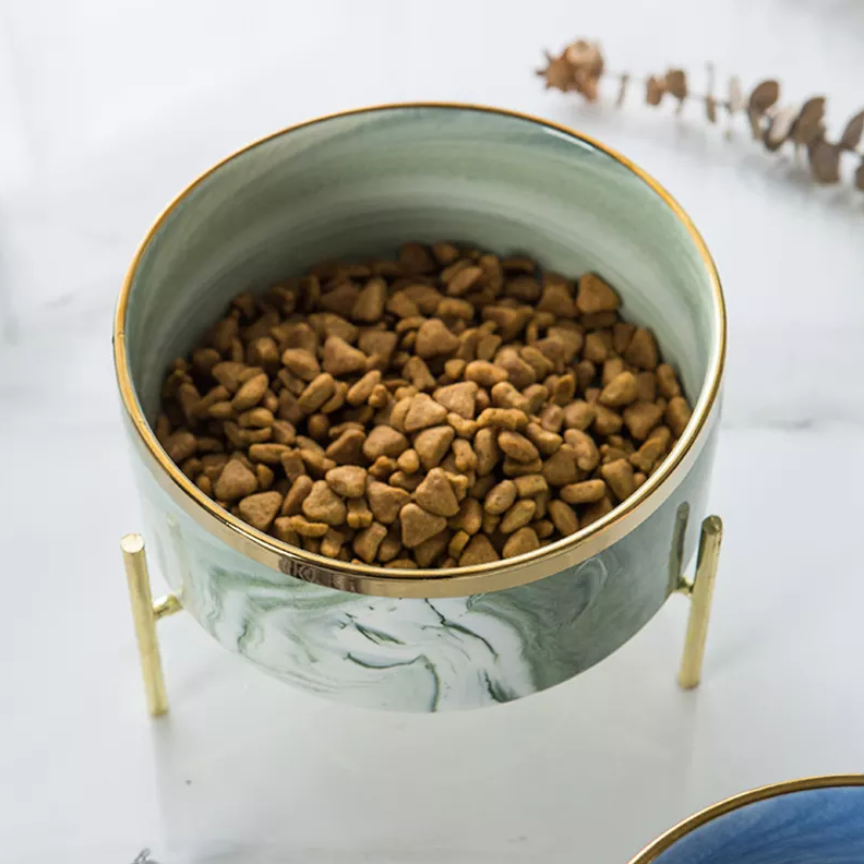 Marble Pet Bowl With Gold Stand