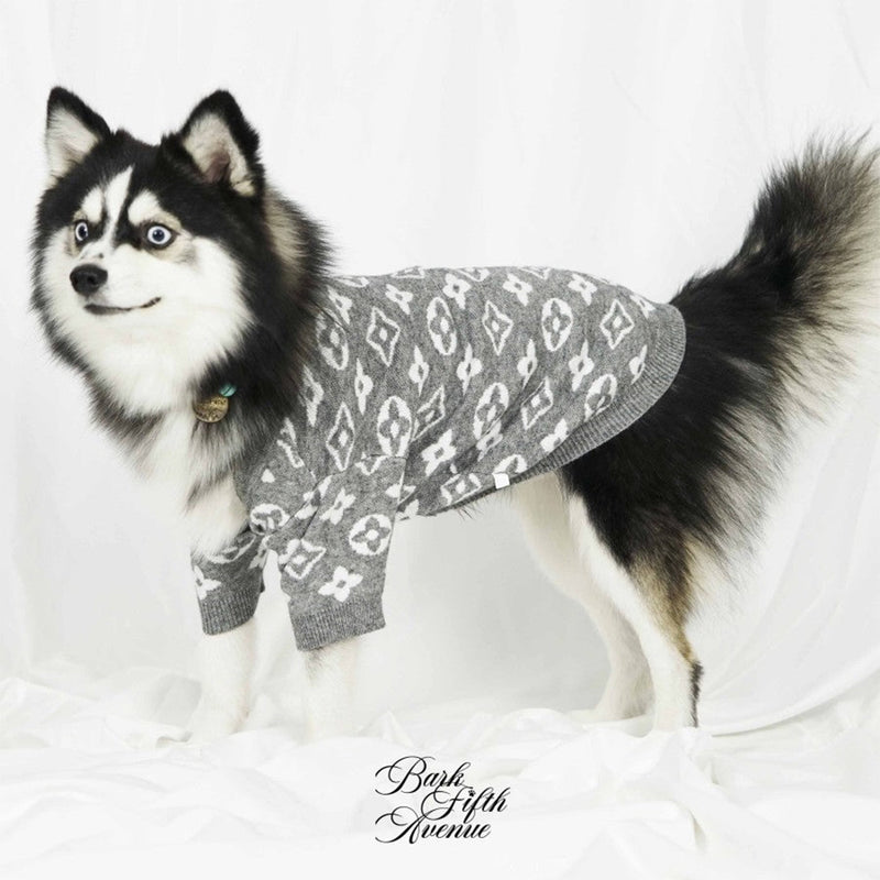 Chewy Pawtton Knit Grey Dog Sweater