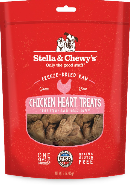 Single Ingredients Chicken Hearts Freeze-Dried Raw Dog Treats