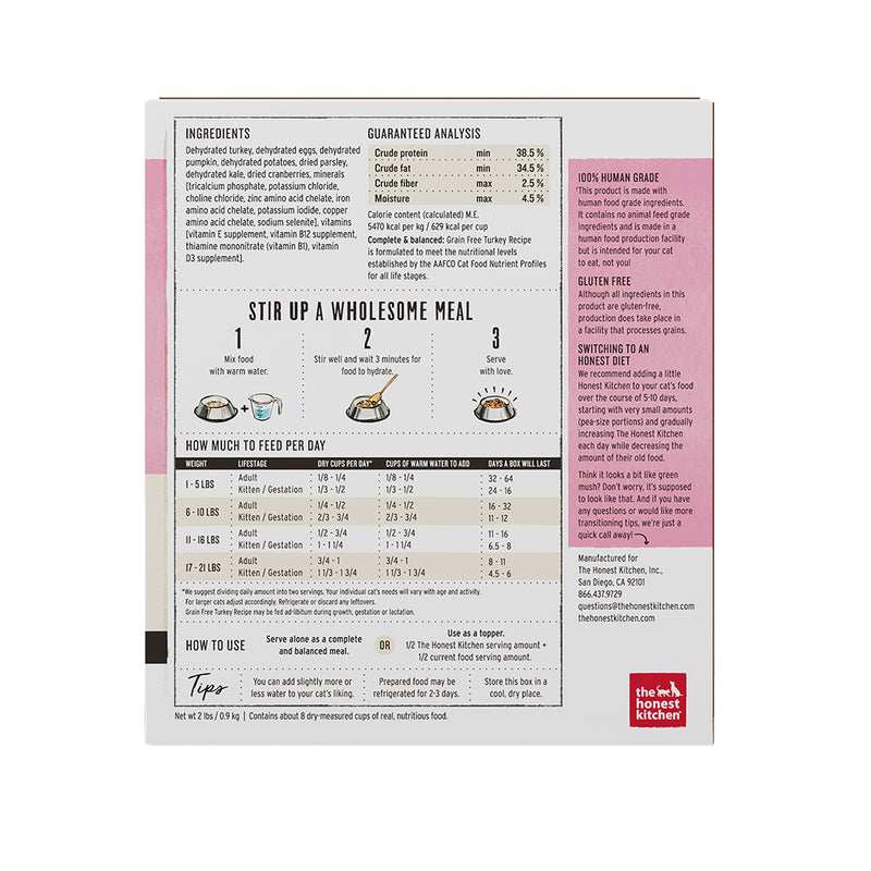 Grain-Free Turkey Recipe (Grace) Dehydrated Cat Food