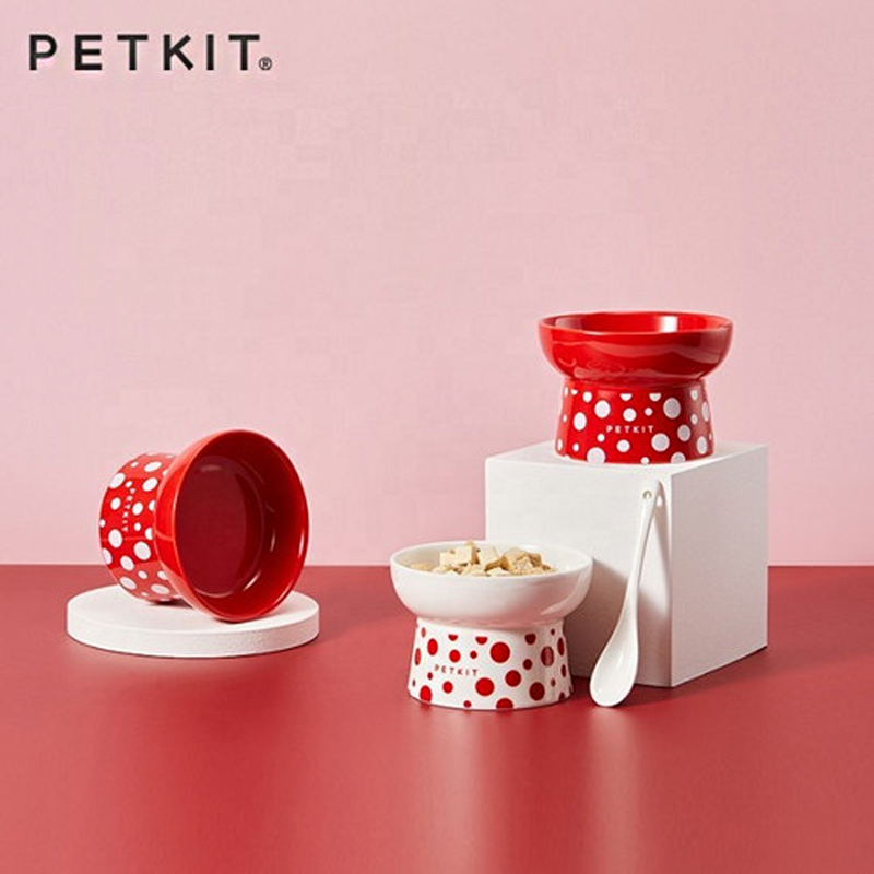 Polkadot Double Cat Feeding Bowl