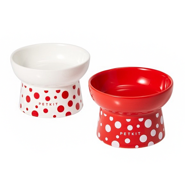 Polkadot Double Cat Feeding Bowl