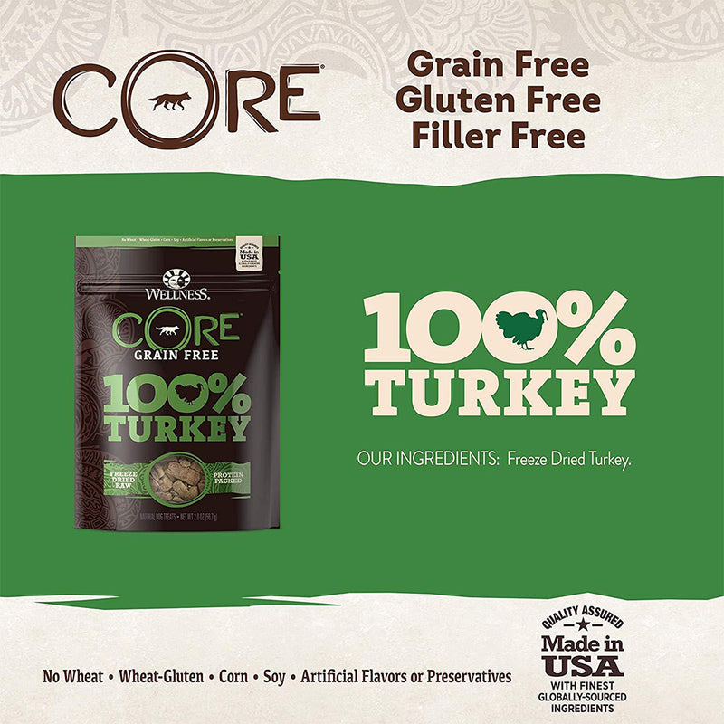 CORE 100% Turkey Freeze-Dried Raw Treats, 2oz bag