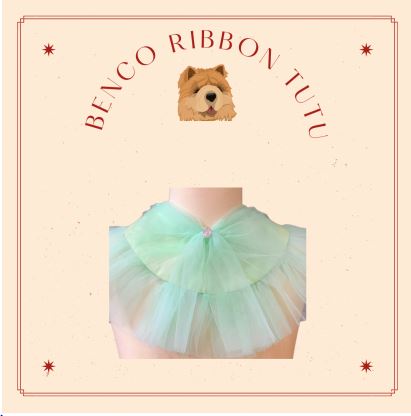 Green Tille Ribbon Bib For Pets