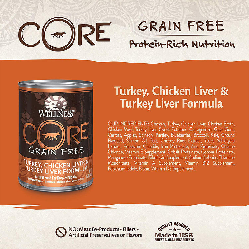 CORE Turkey, Chicken Liver, Turkey Liver Formula Grain-Free Canned Dog Food